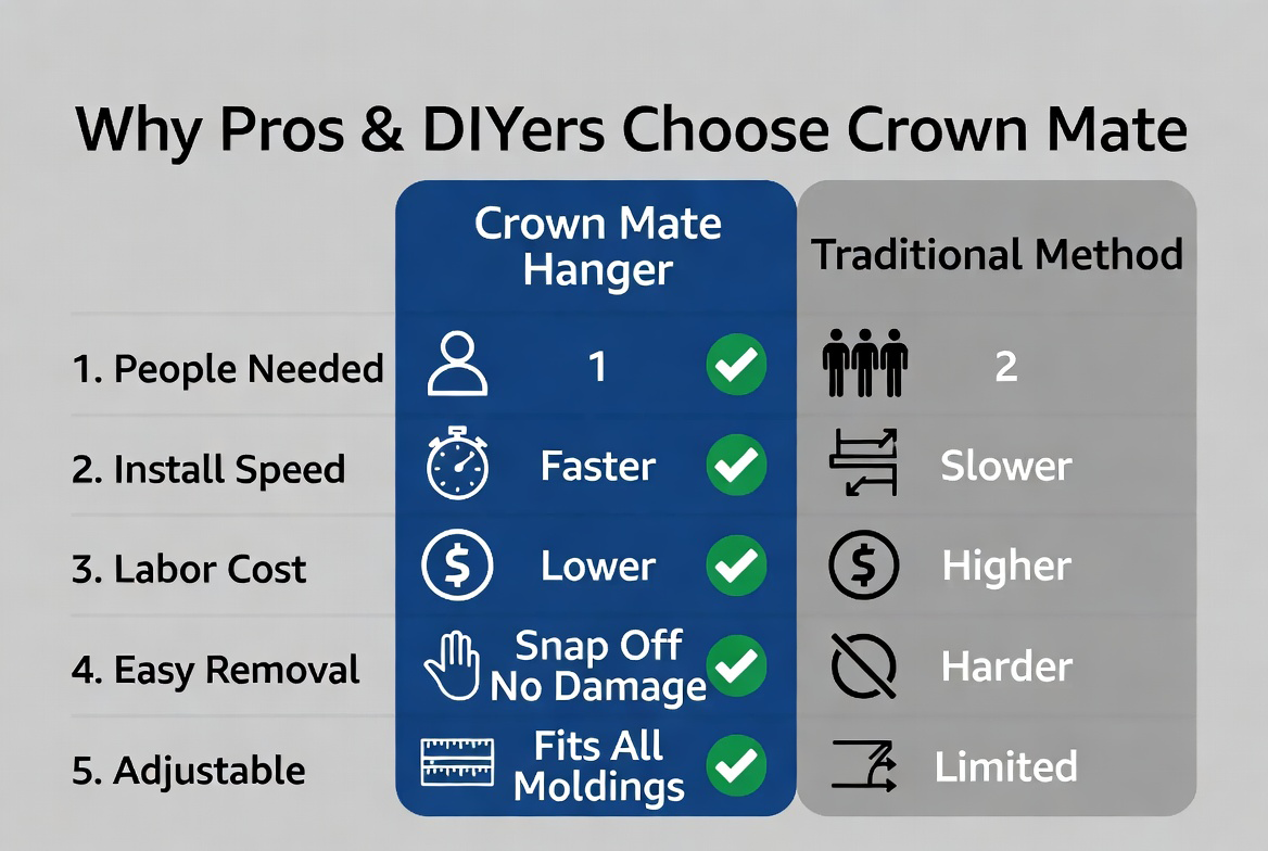 Crown Mate Hanger - One-Person Crown Molding Installation Tool (8-Pack)